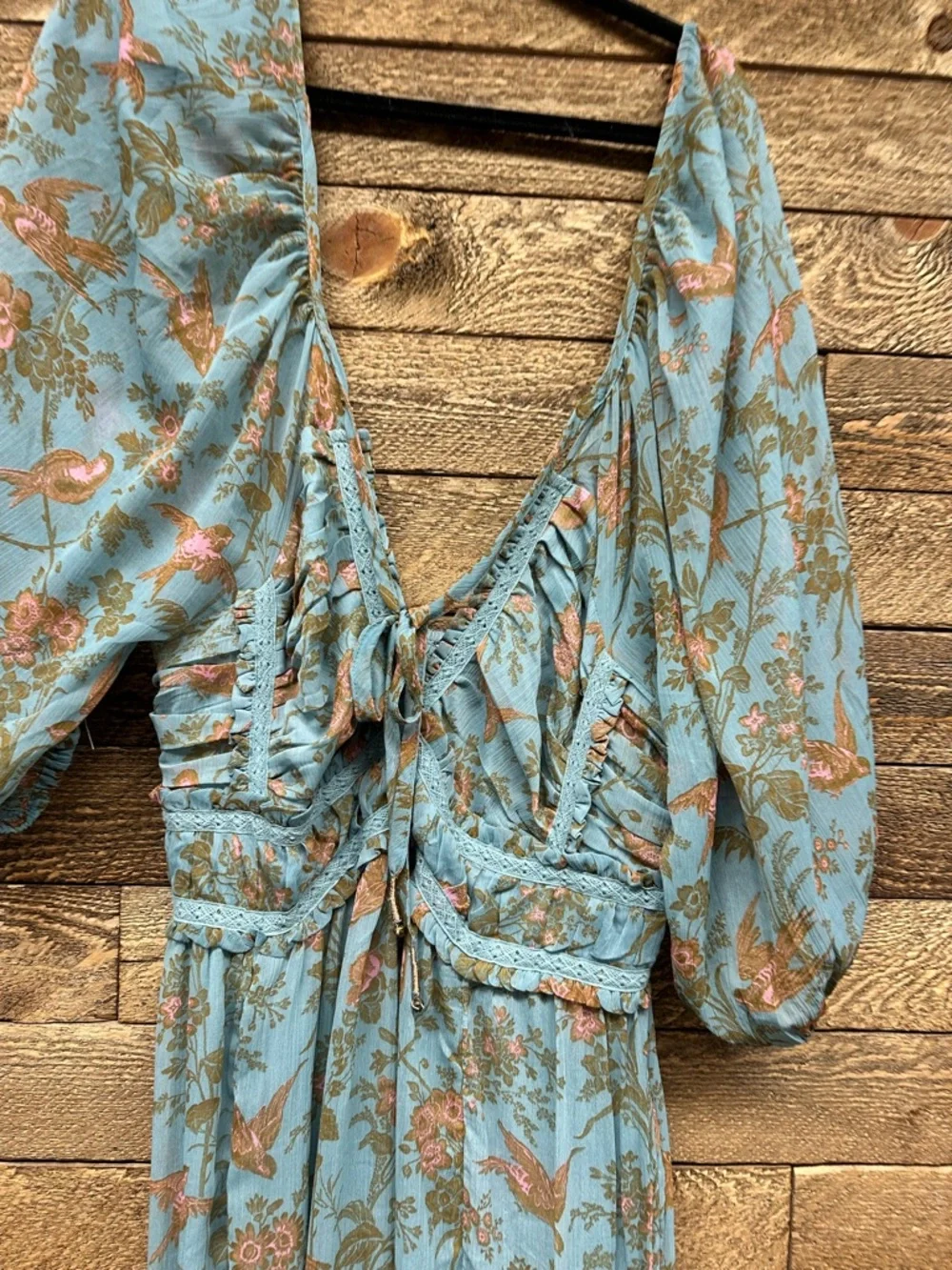 Free People Teal Floral Tiered Maxi Dress - Picture 4 of 7